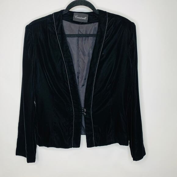Vintage Black Velvet Blazer Formal Medium Large Goth Whimsygoth - Picture 5 of 10